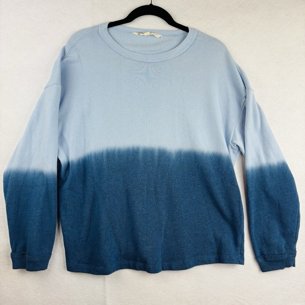 Vanilla Star Womens Sz Large Two Tone Blue Long Sleeve Sweatshirt Sweater Crew